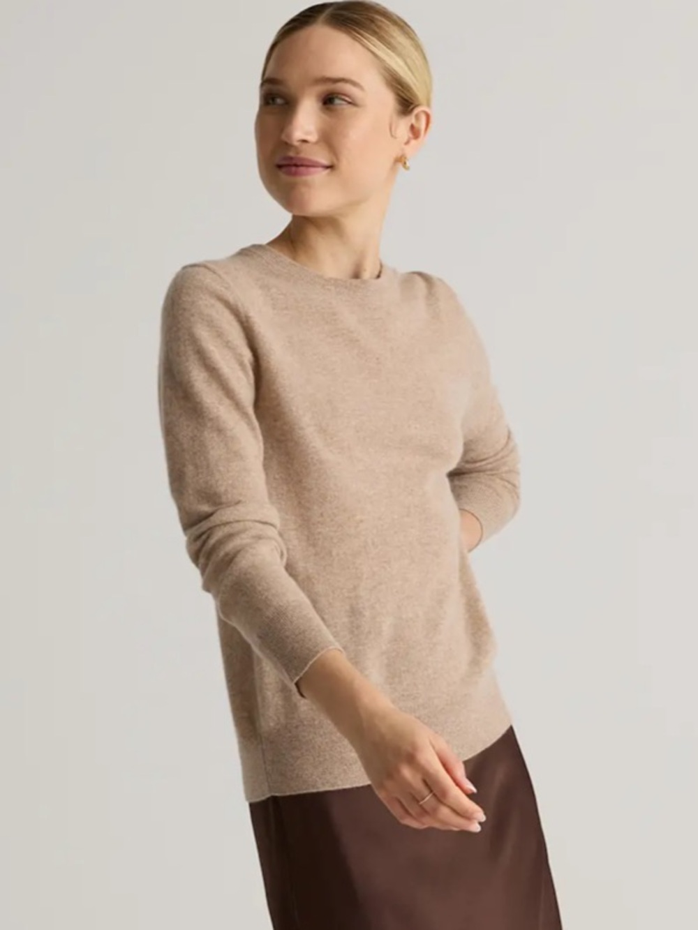 Quince Women’s Mongolian Cashmere Crewneck Sweater Oatmeal Small S Flawed - Picture 2 of 10